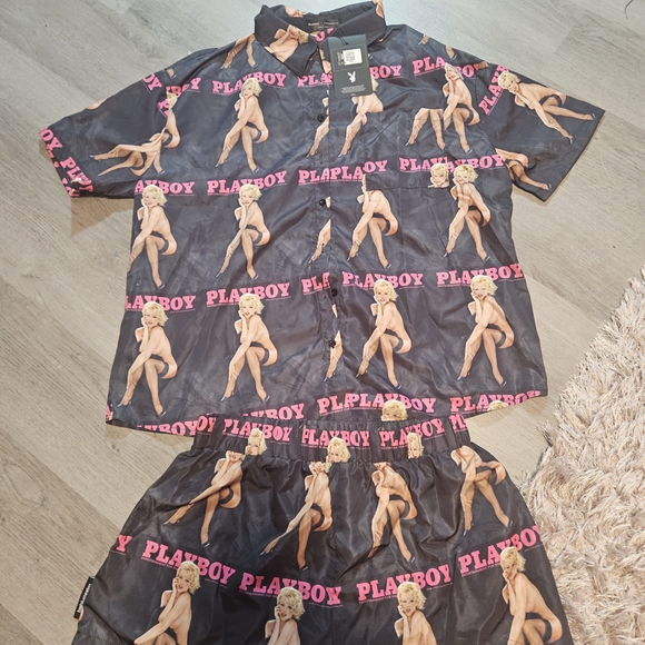 Ladies PLAYBOY Black and Pink Pajama Set Magazine Model - Picture 1 of 7